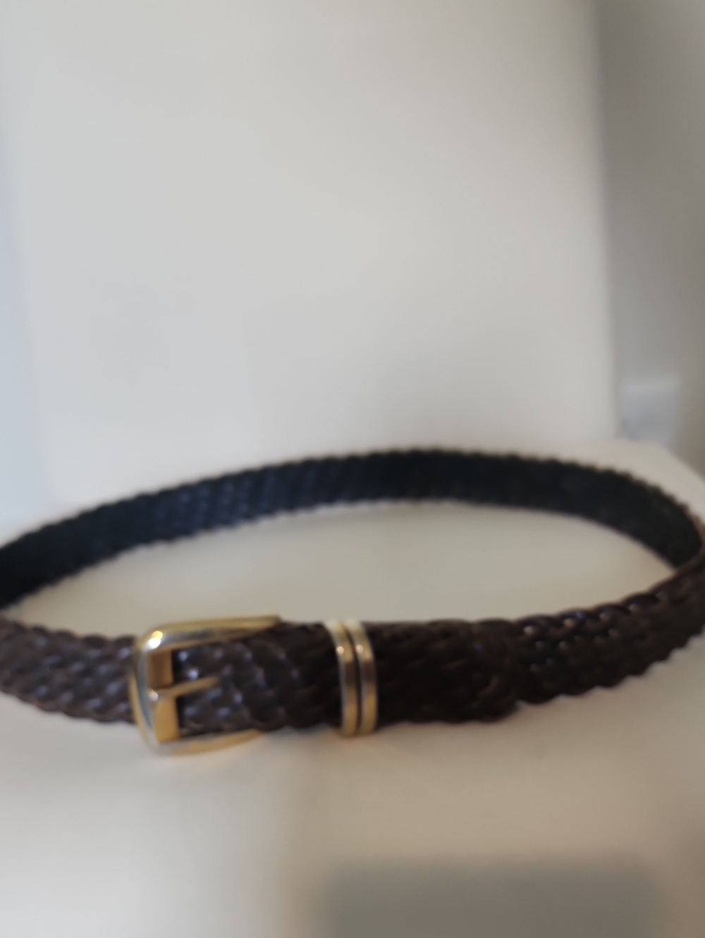 Talbots Women's Braided Belt in Navy with Gold Buckle Sz L